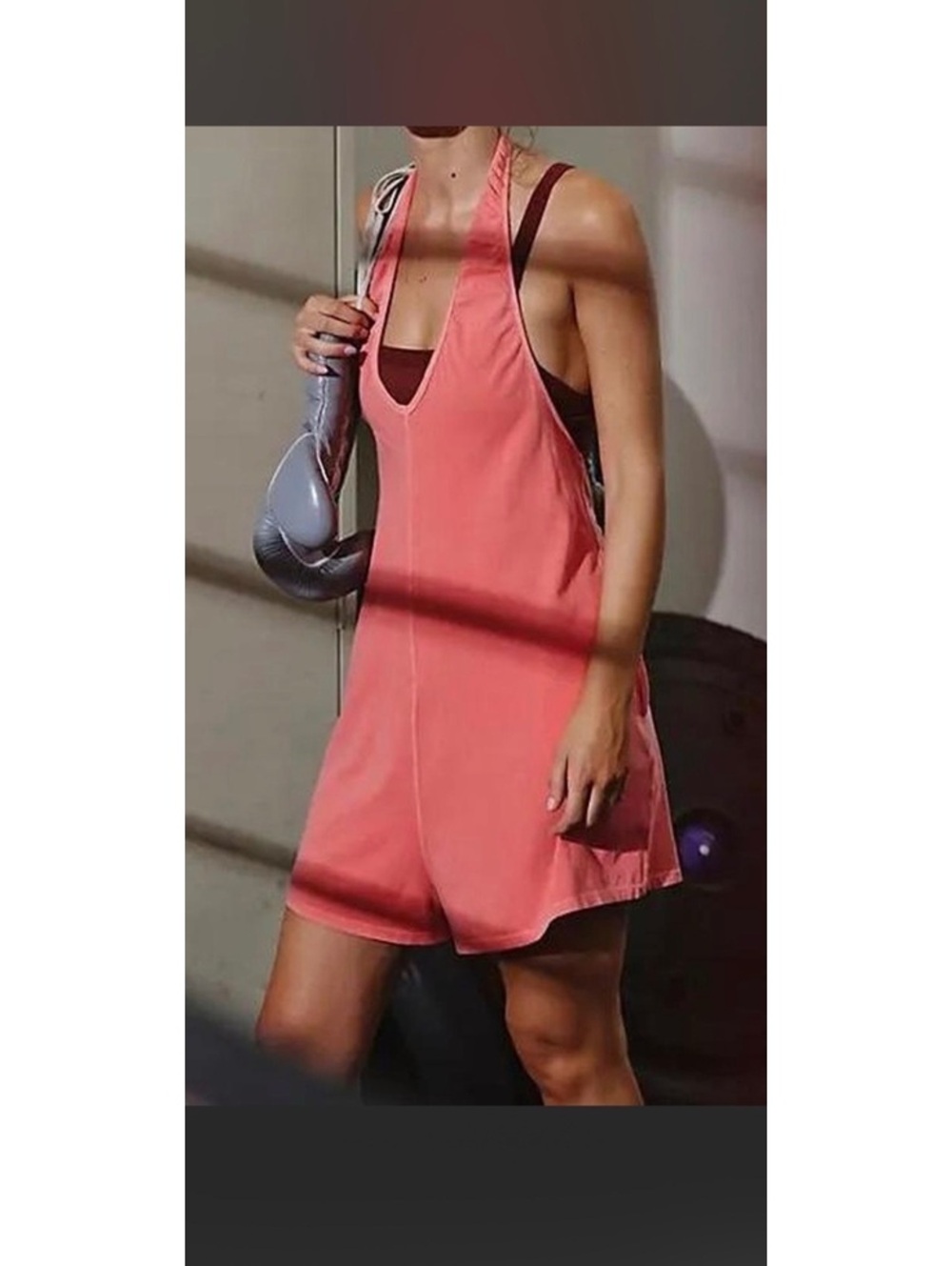 FP Movement by Free People Hot Shot Halter Romper Hibiscus NWOT